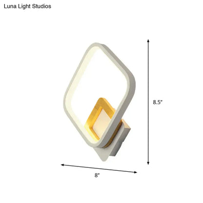 Decorbites white metal minimalist LED wall sconce with gold inner accent, 8 x 8.5 in on Tampa Home & Garden Store