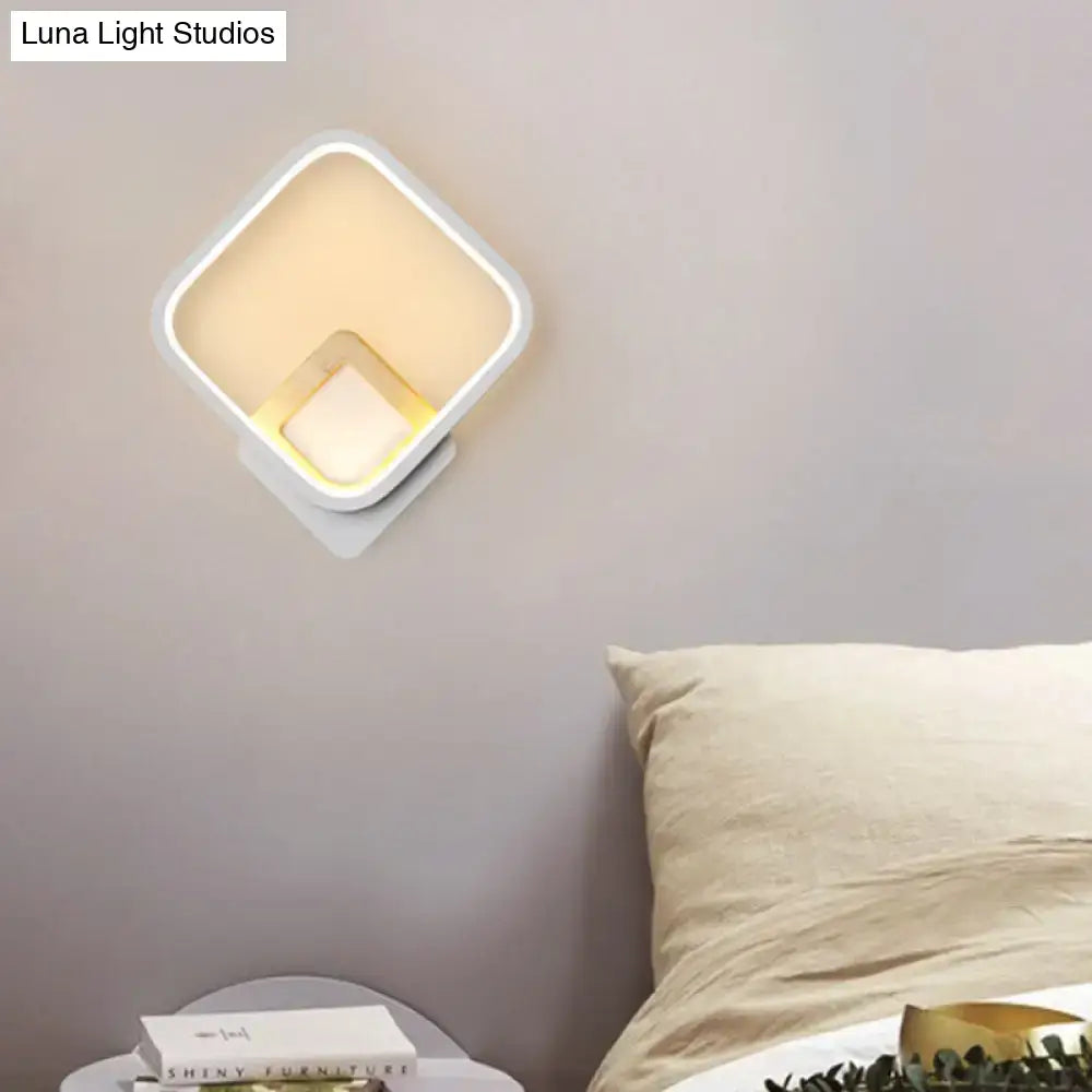 White metal minimalist LED wall sconce with nested square frames, Decorbites on Tampa Home & Garden Store