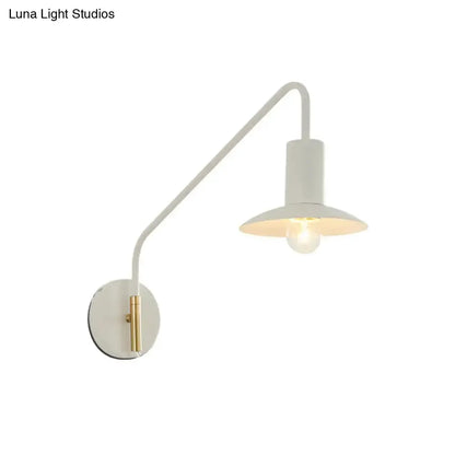 Wall light white and gold curved arm with wide flare shade for bedroom on Tampa Home & Garden Store