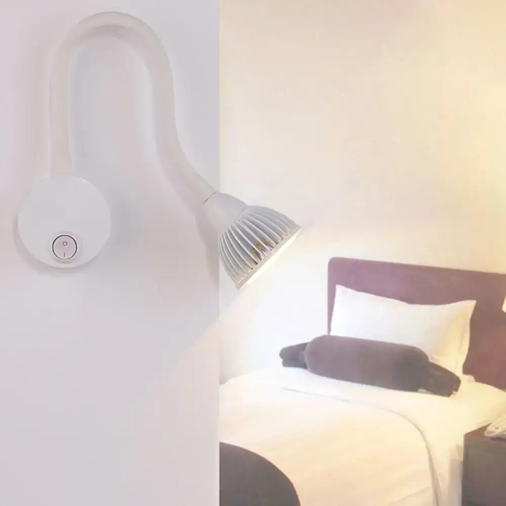 White gooseneck adjustable-arm reading sconce by Decorbites; wall-mounted lamp with ribbed shade on Tampa Home & Garden Store