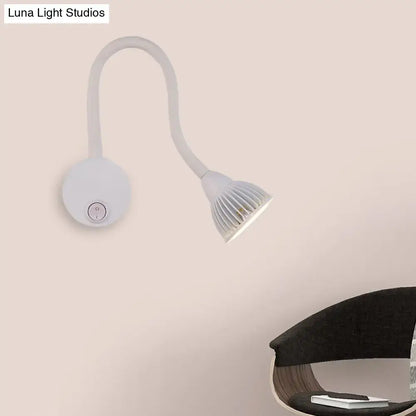 White gooseneck adjustable-arm reading sconce by Decorbites, wall-mounted with round base on Tampa Home & Garden Store