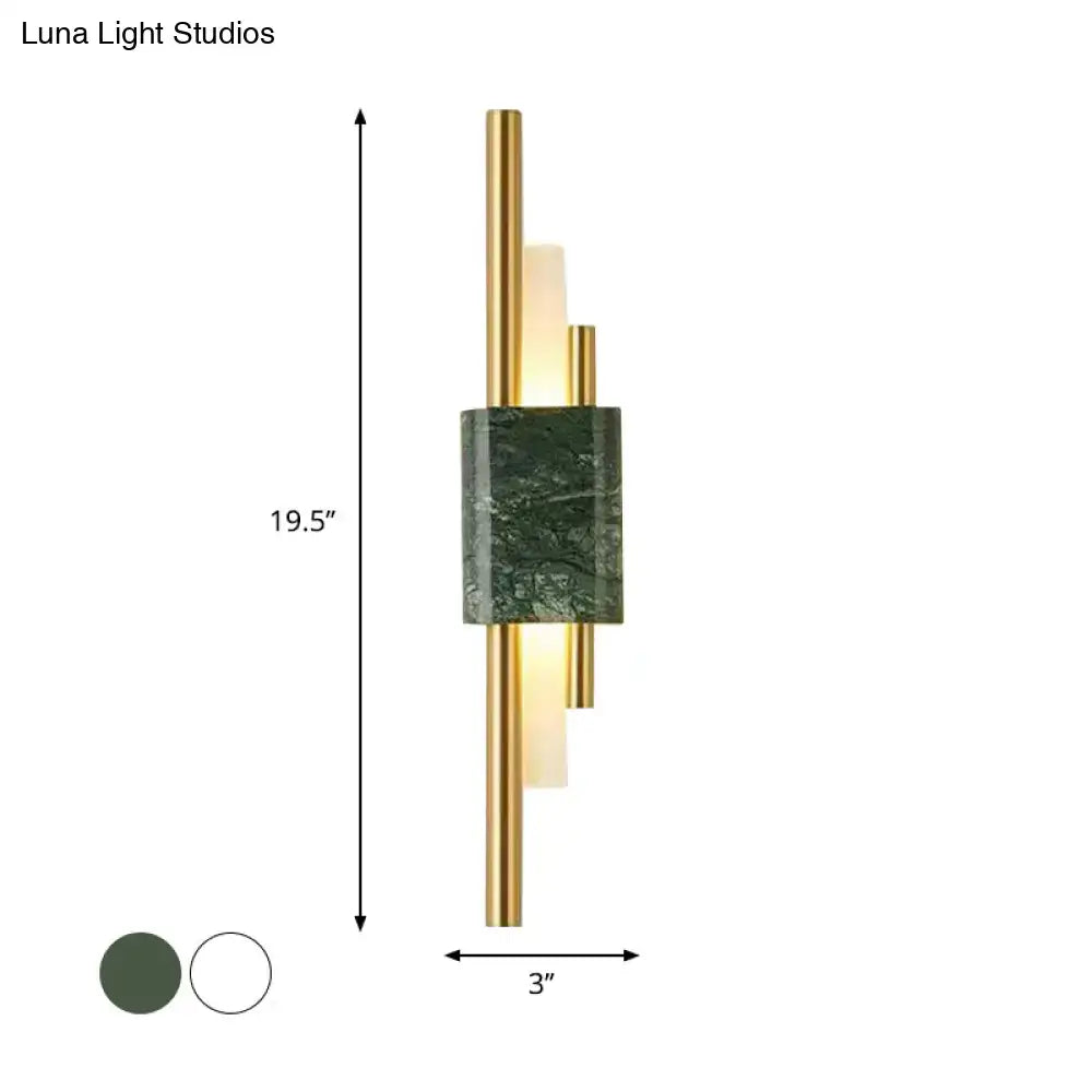Green Marble Slim Stone Wall Lamp by Decorbites with gold metal accents on Tampa Home & Garden Store