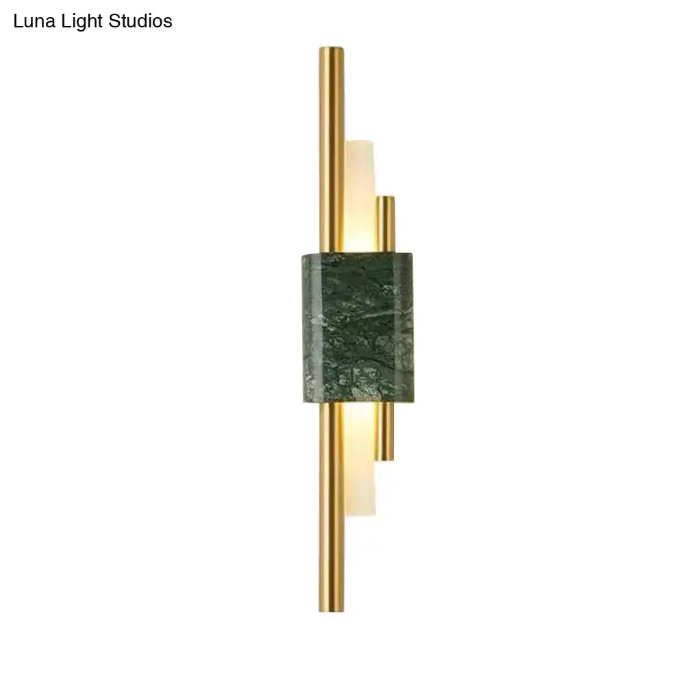 Green Marble Slim Stone Wall Lamp Decorbites, gold brass rods wall sconce light on Tampa Home & Garden Store