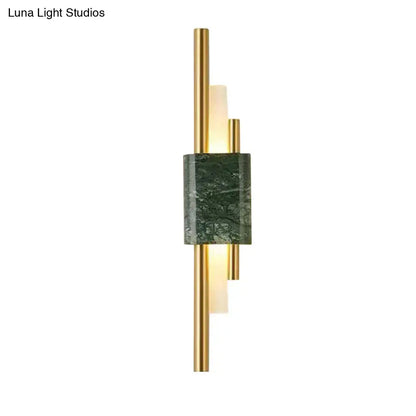 Green Marble Slim Stone Wall Lamp Decorbites, gold brass rods wall sconce light on Tampa Home & Garden Store
