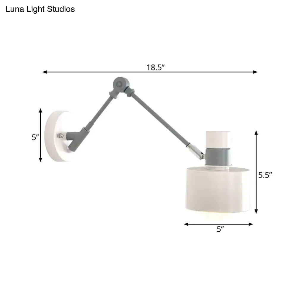 Gray Adjustable Wall Sconce with metal gray arm and white shade by Decorbites on Tampa Home & Garden Store