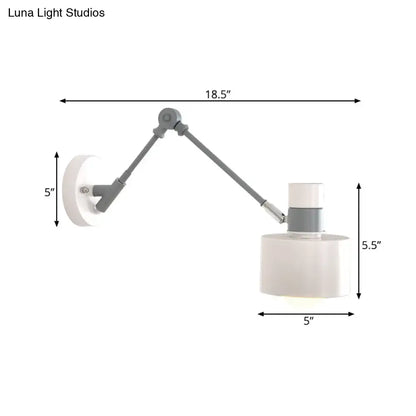 Gray Adjustable Wall Sconce with metal gray arm and white shade by Decorbites on Tampa Home & Garden Store
