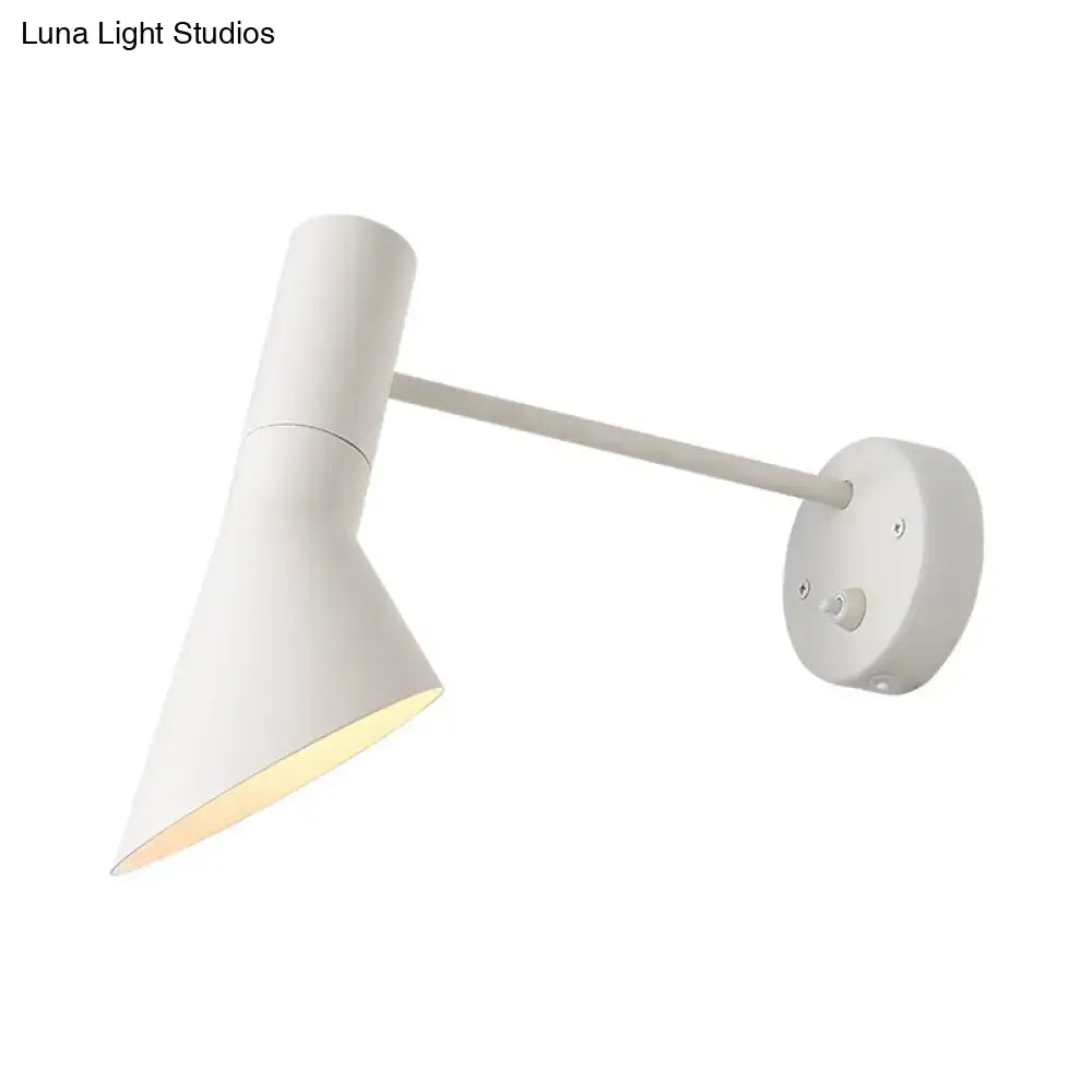 White rotating wall sconce with cone shade and round wall mount, Decorbites on Tampa Home & Garden Store