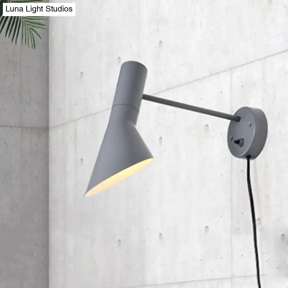 White rotating wall sconce Decorbites, wall-mounted adjustable lamp with gray metal shade on Tampa Home & Garden Store