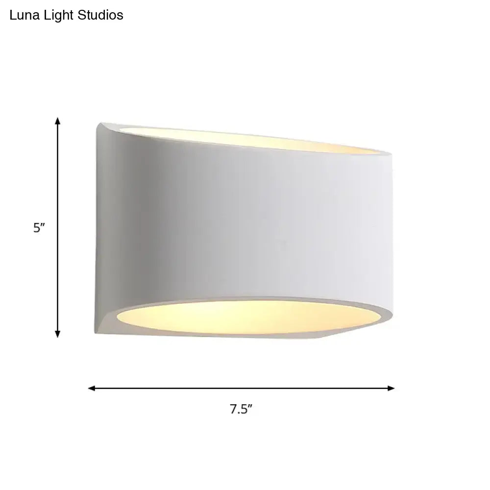 White gypsum hallway wall sconce by Decorbites; curved shade, 7.5-inch wide, 5-inch tall on Tampa Home & Garden Store