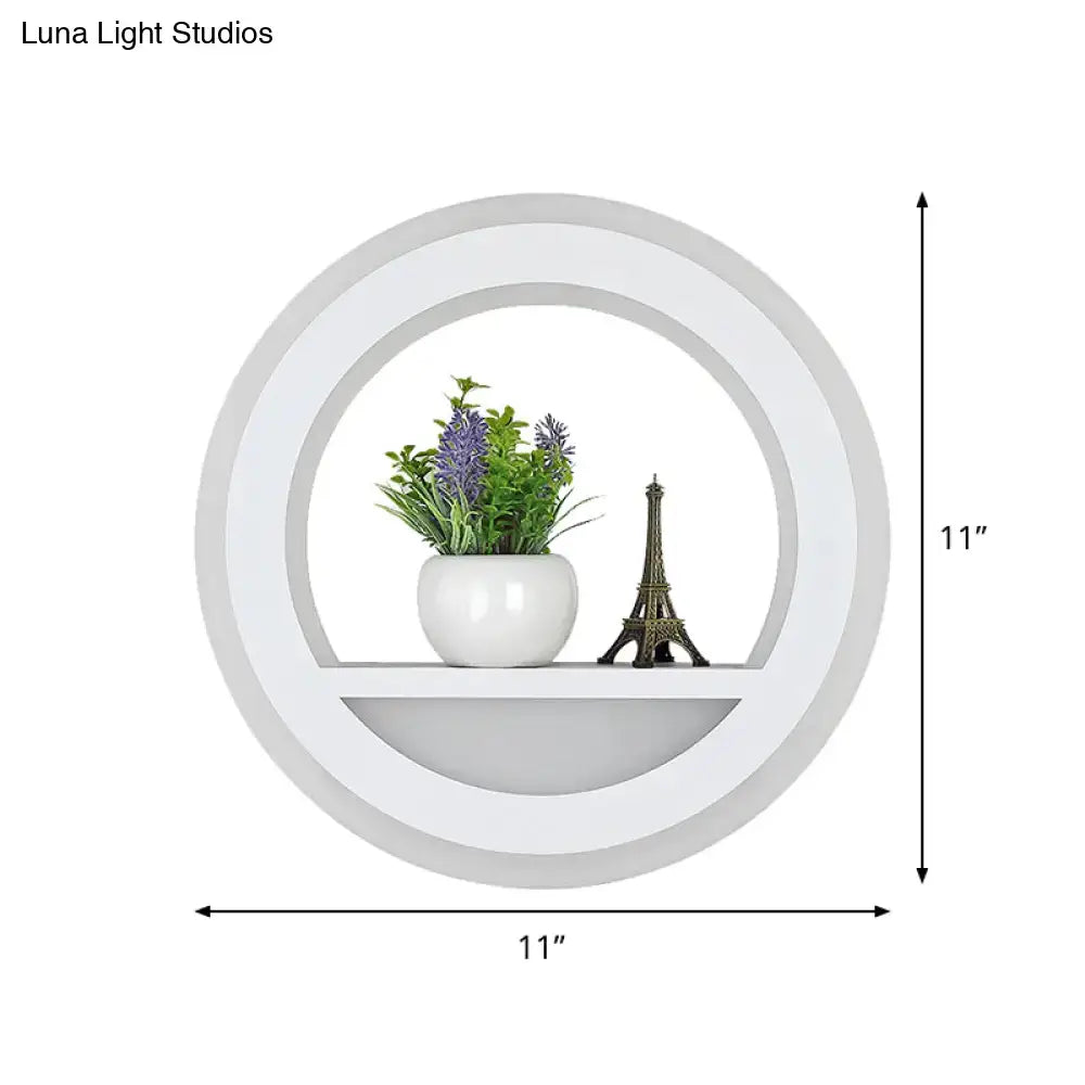White Halo Wall Light by Decorbites circular wall sconce with inner shelf 11-inch diameter on Tampa Home & Garden Store