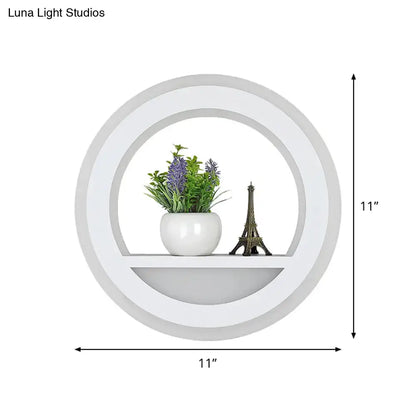 White Halo Wall Light by Decorbites circular wall sconce with inner shelf 11-inch diameter on Tampa Home & Garden Store