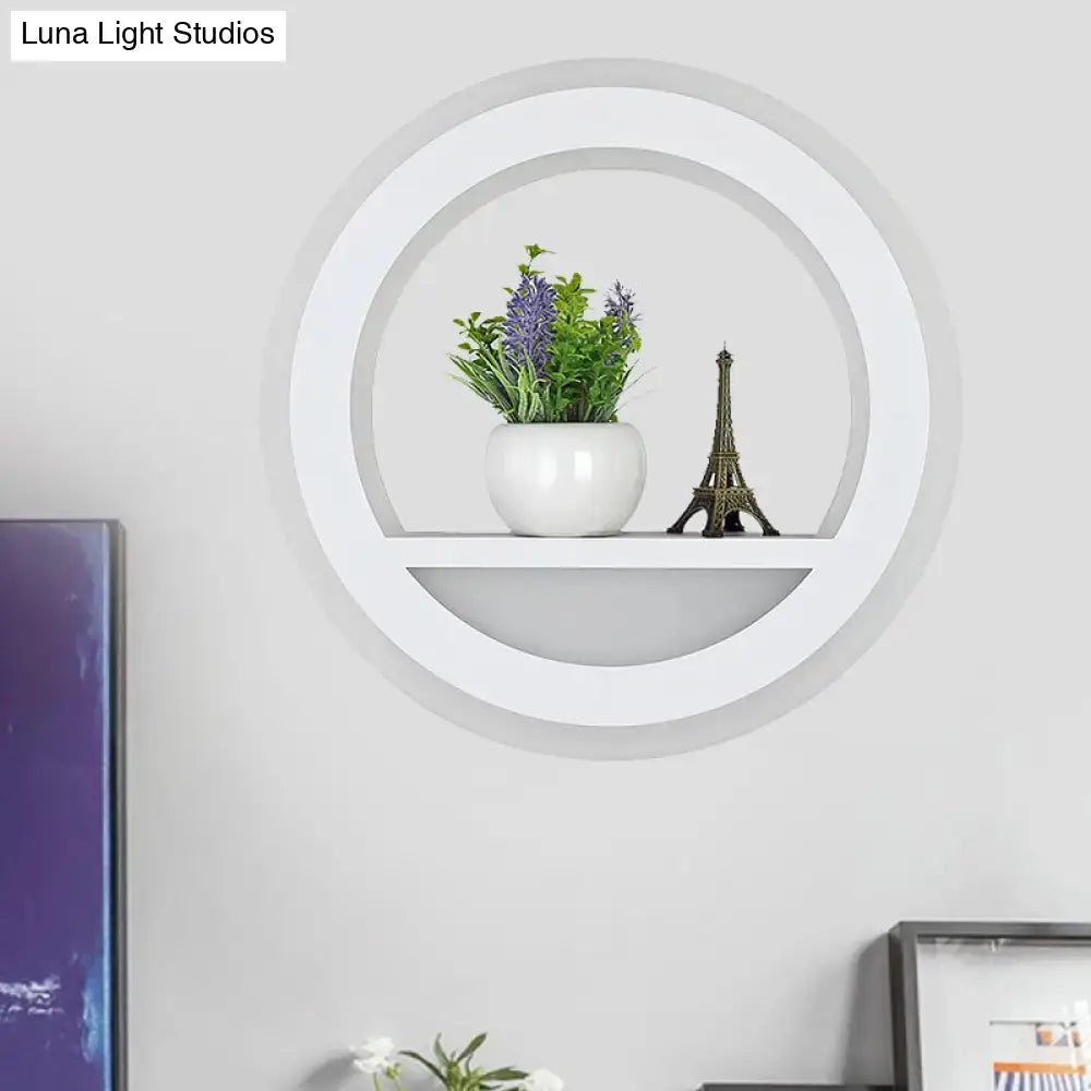 White Halo Wall Light circular shelf with plant and Eiffel Tower decor, Decorbites on Tampa Home & Garden Store