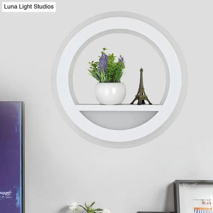 White Halo Wall Light circular shelf with plant and Eiffel Tower decor, Decorbites on Tampa Home & Garden Store
