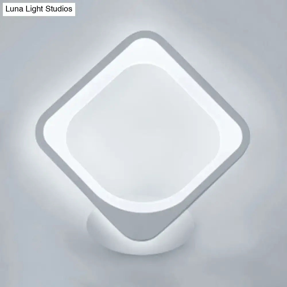 Modern white heart LED wall sconce with rounded diamond frame, wall-mounted Decorbites on Tampa Home & Garden Store