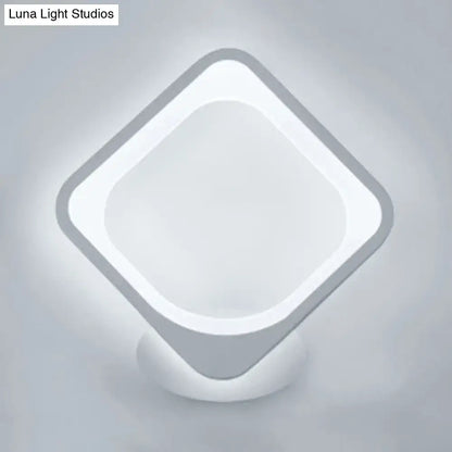 Modern white heart LED wall sconce with rounded diamond frame, wall-mounted Decorbites on Tampa Home & Garden Store