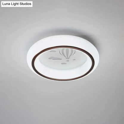 White balloon ceiling light flush mount with frosted glass and dark brown rim on Tampa Home & Garden Store