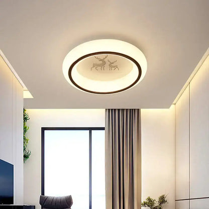 White Balloon Ceiling Light, Decorbites flush mount circular ceiling fixture with deer motif on Tampa Home & Garden Store