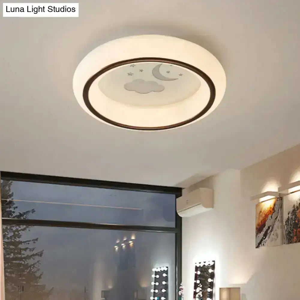 White balloon ceiling light flush mount with moon and cloud motif on Tampa Home & Garden Store