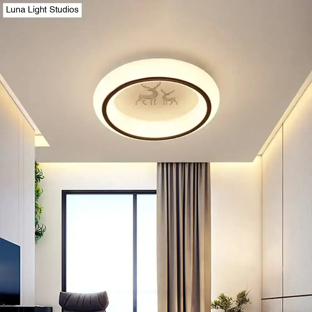 White Balloon Ceiling Light flush mount by Decorbites with deer motif, circular ring design on Tampa Home & Garden Store