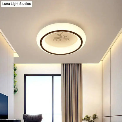 White Balloon Ceiling Light flush mount by Decorbites with deer motif, circular ring design on Tampa Home & Garden Store