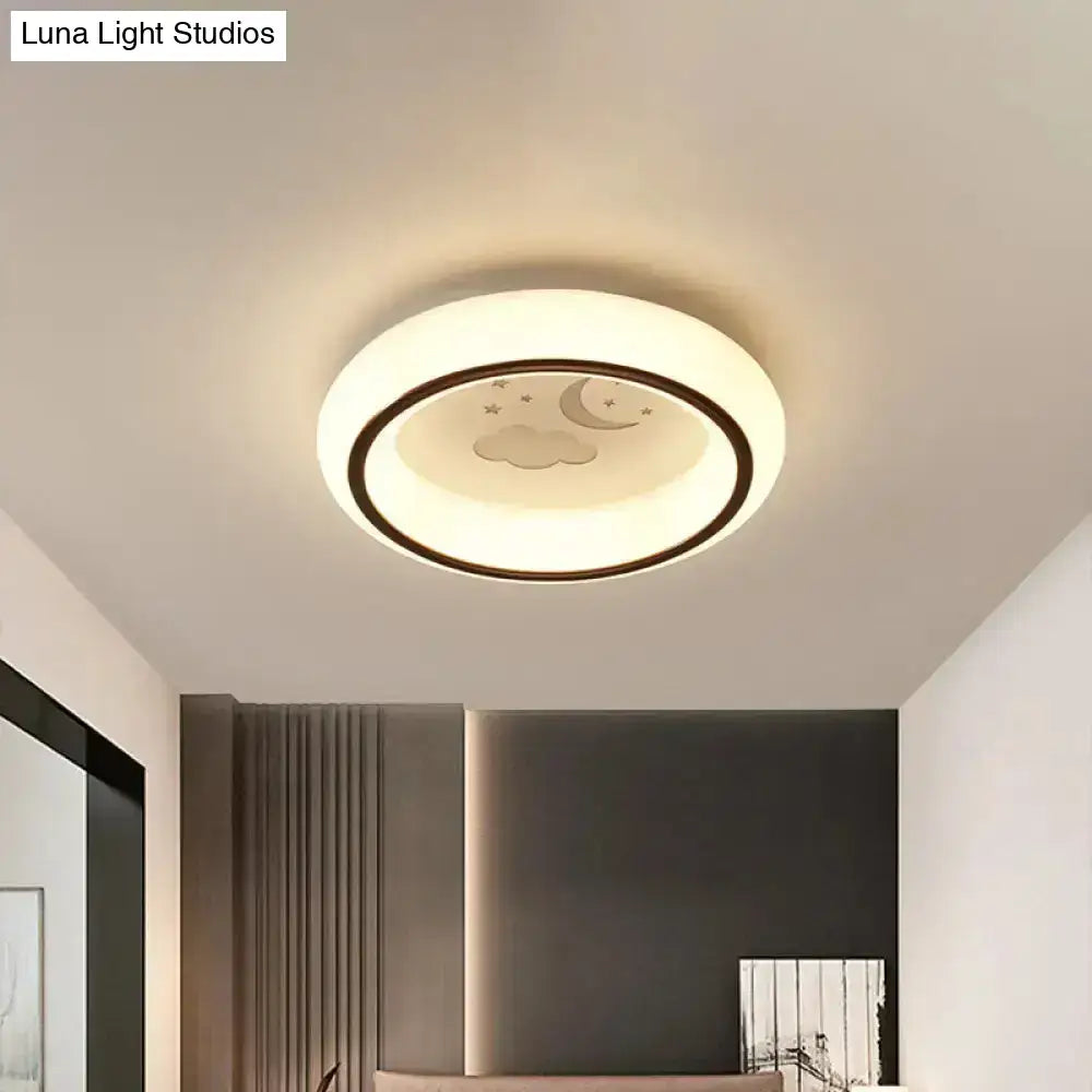 White balloon ceiling light flush mount with moon and cloud star motif on Tampa Home & Garden Store