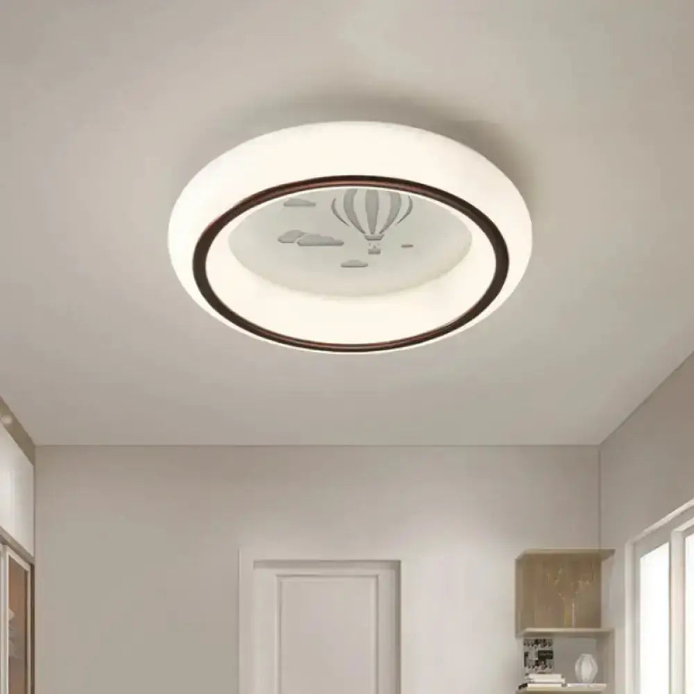 White Balloon Ceiling Light flush mount, Decorbites, white globe with dark ring on Tampa Home & Garden Store