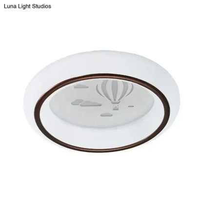 White Balloon Ceiling Light flush mount with brown ring and hot air balloon motif on Tampa Home & Garden Store