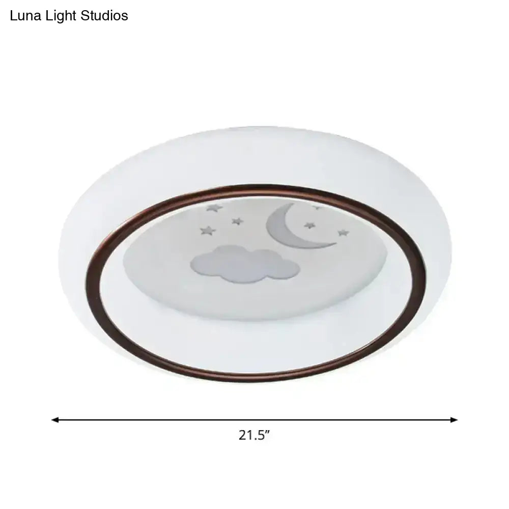 White Balloon Ceiling Light flush mount with bronze ring and moon cloud motif Decorbites on Tampa Home & Garden Store