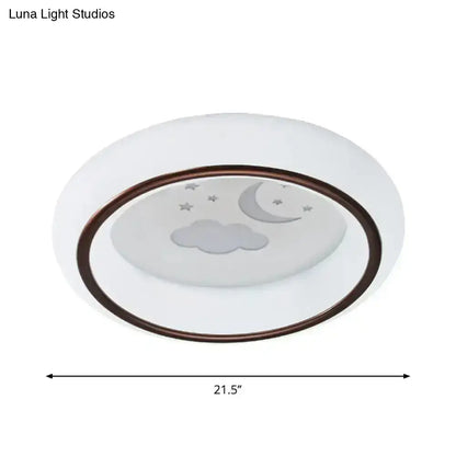 White Balloon Ceiling Light flush mount with bronze ring and moon cloud motif Decorbites on Tampa Home & Garden Store