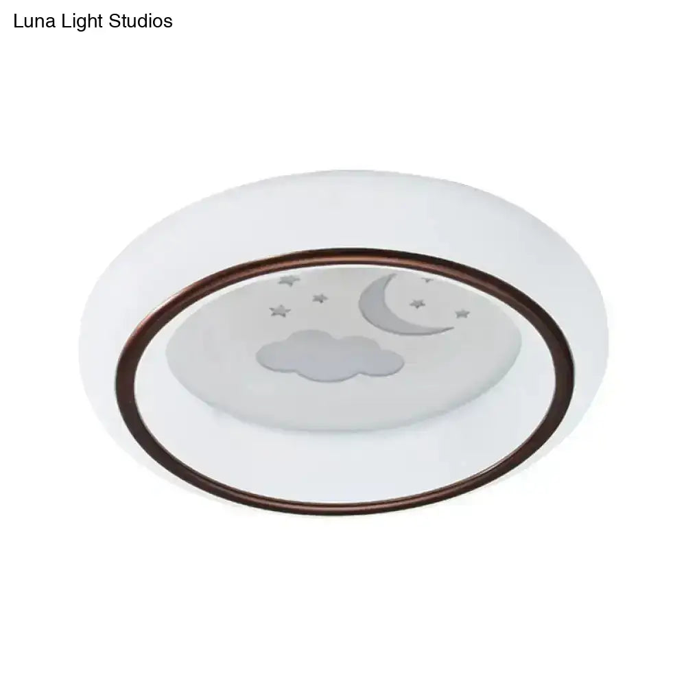 White Balloon Ceiling Light round flush mount with moon and cloud motif, Decorbites on Tampa Home & Garden Store