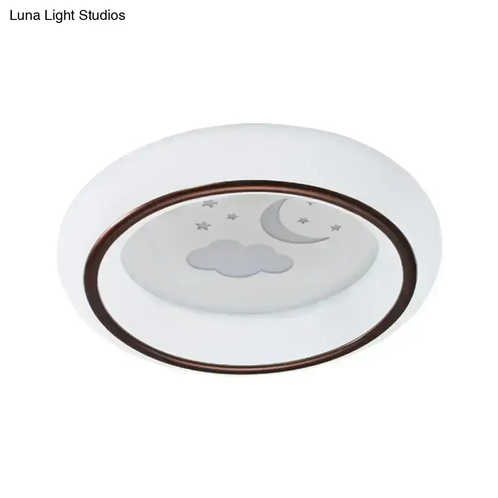 White Balloon Ceiling Light by Decorbites, glass flush mount with moon and cloud motif on Tampa Home & Garden Store