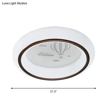 Decorbites White Balloon Ceiling Light flush mount, white shade with brown ring, 21.5in on Tampa Home & Garden Store