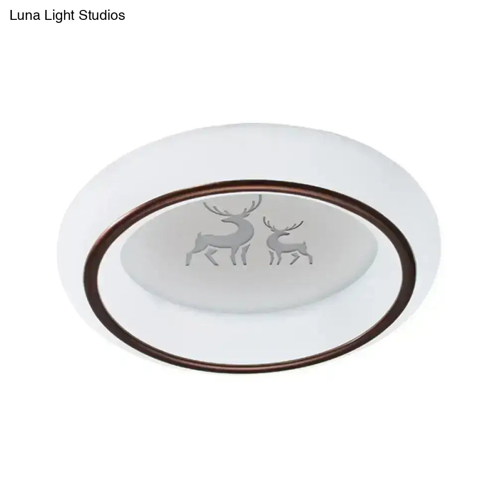White Balloon Ceiling Light flush mount with frosted glass center and deer motif Decorbites on Tampa Home & Garden Store