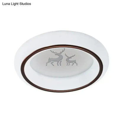 White Balloon Ceiling Light flush mount with frosted glass center and deer motif Decorbites on Tampa Home & Garden Store