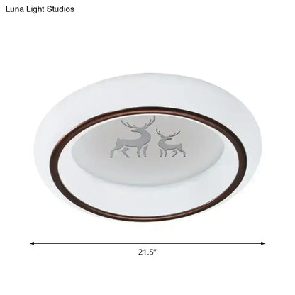 White Balloon Ceiling Light flush mount, Decorbites, white glass with deer motif, 21.5in on Tampa Home & Garden Store