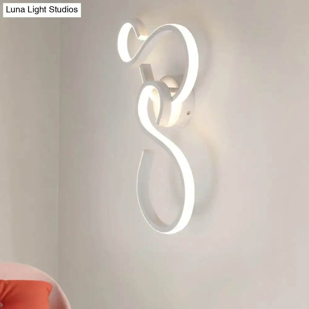 White Infinity Spiral Wall Light with glowing LED loops, modern wall-mounted décor on Tampa Home & Garden Store