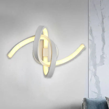 White knotted linear wall sconce with intertwined rings and warm white LED Decorbites on Tampa Home & Garden Store