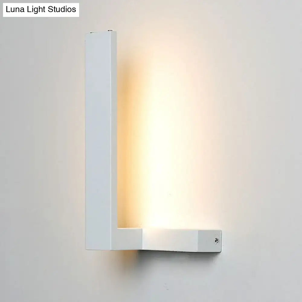 White L-Shaped Wall Sconce by Decorbites, white metal wall light with warm glow on Tampa Home & Garden Store