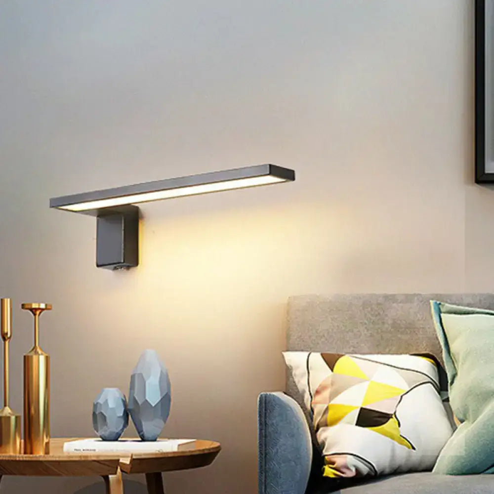 White L-shaped wall sconce with a horizontal LED light bar and gray wall mount Decorbites on Tampa Home & Garden Store