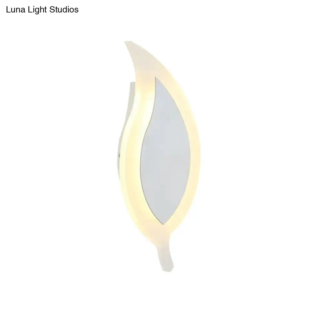Modern White Leaf Wall Lamp Warm and White Sconce