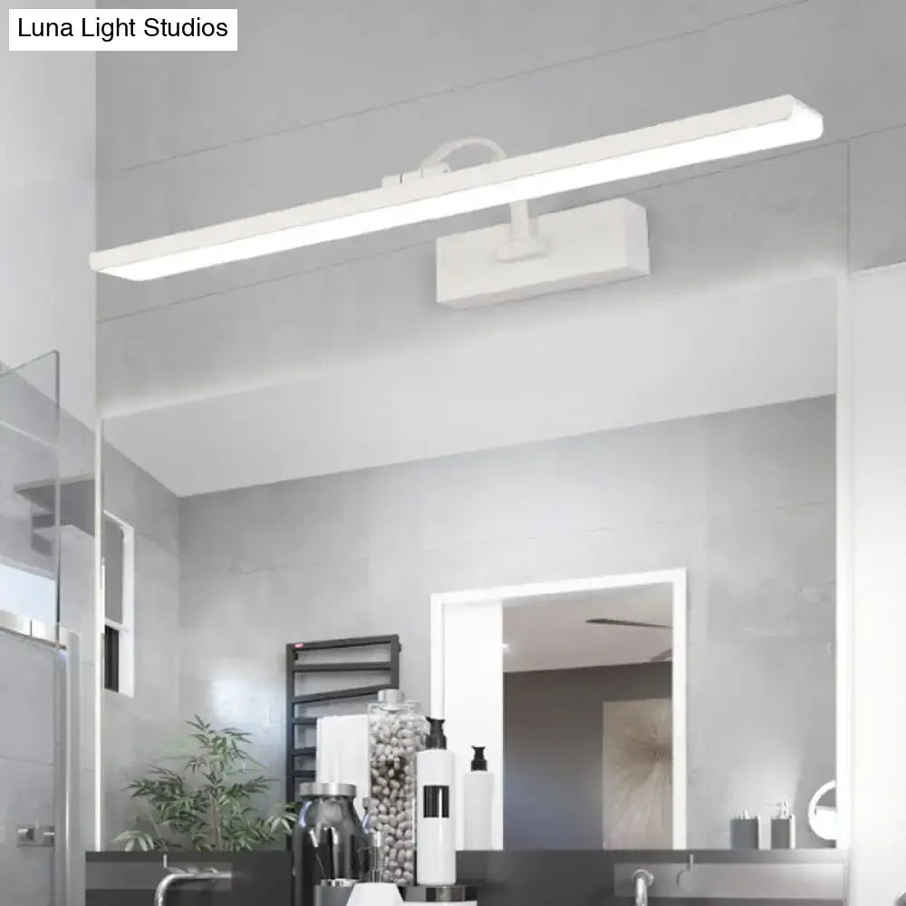 White LED vanity sconce with curved arm, Decorbites bathroom wall light in three sizes on Tampa Home & Garden Store