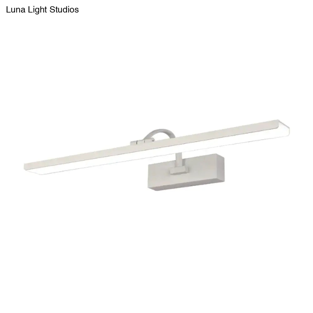 Decorbites white LED vanity sconce curved arm with long horizontal bar wall-mounted on Tampa Home & Garden Store