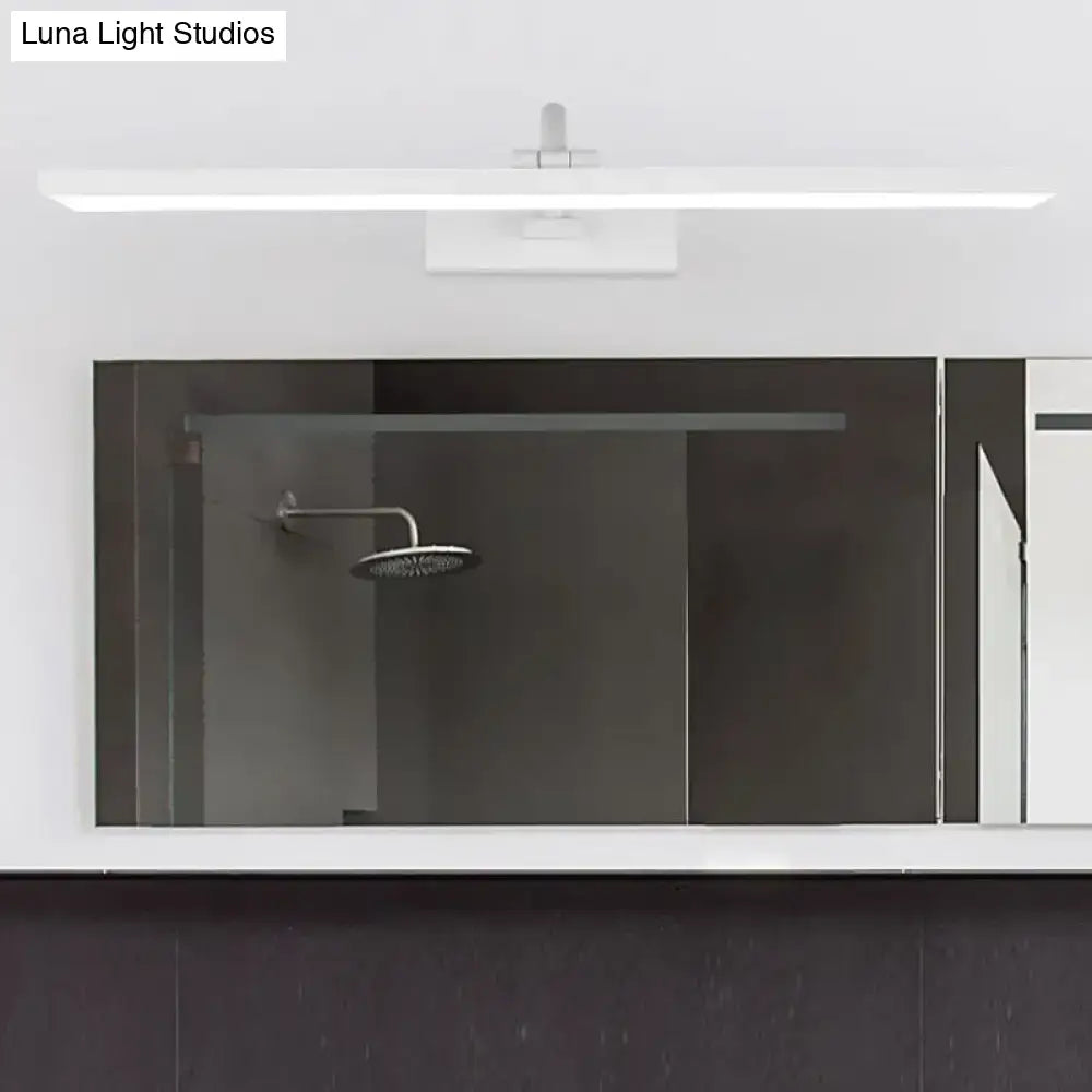 White LED vanity sconce with curved arm, Decorbites, three-size option on Tampa Home & Garden Store