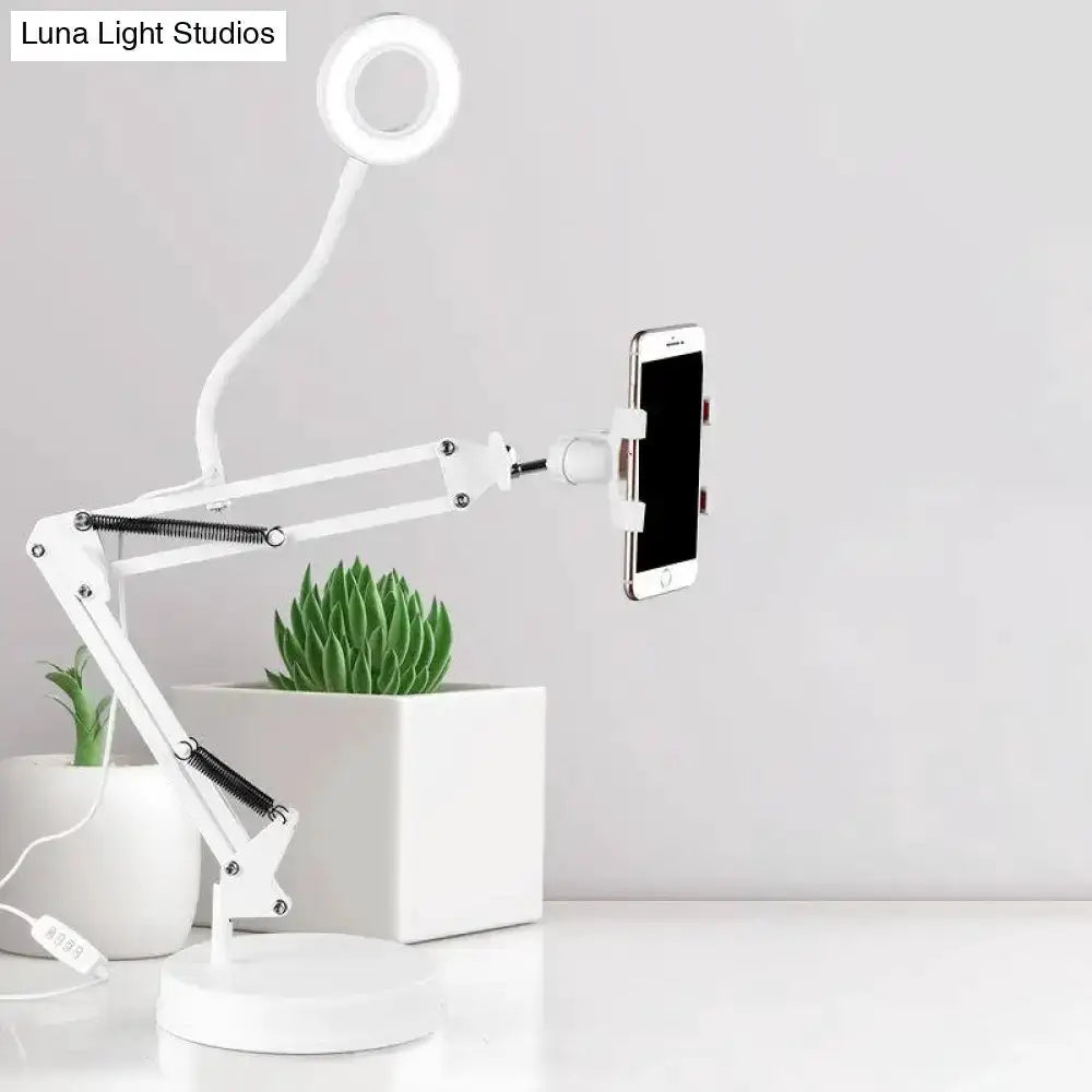 Modern White LED Desk Lamp With Phone Support