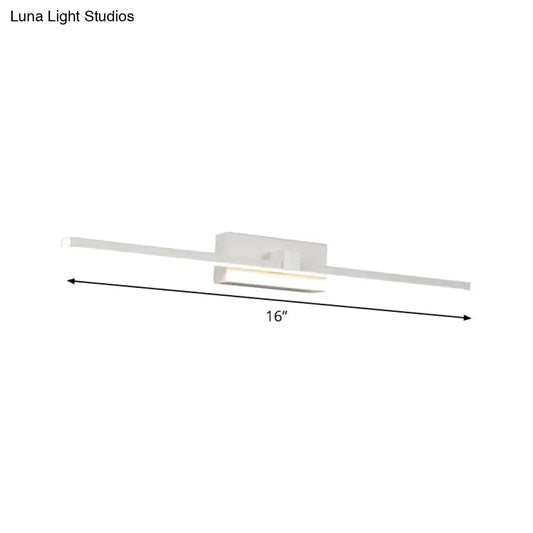 Modern white LED bathroom vanity wall light by Decorbites, 16in, warm white glow on Tampa Home & Garden Store