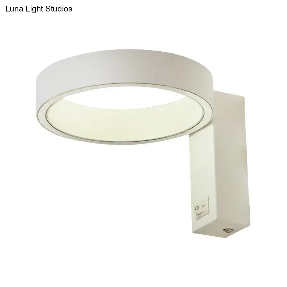 White LED Direct-Wired Wall Sconce by Decorbites, circular ring design, wall-mount white finish on Tampa Home & Garden Store