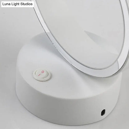 White LED Direct-Wired Wall Sconce round mirror on white base with on/off switch Decorbites on Tampa Home & Garden Store