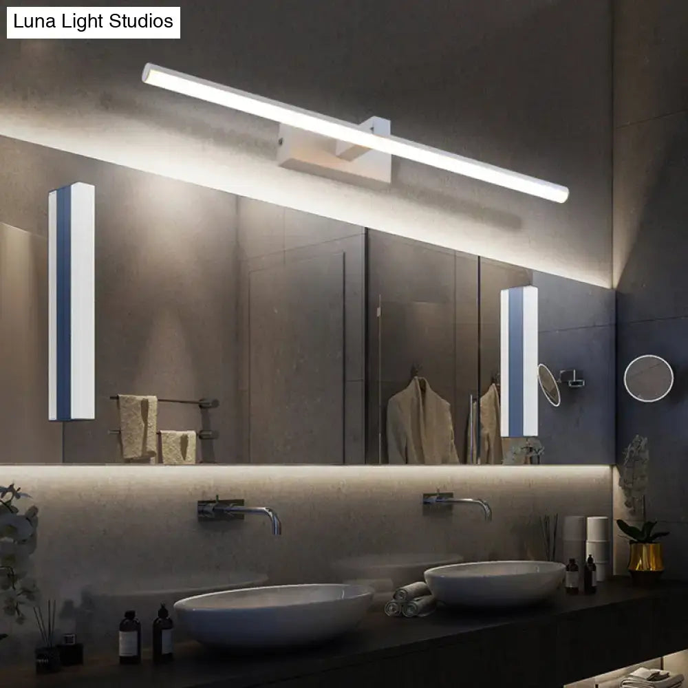 Modern white linear LED bathroom wall sconce with blue-stripe accents set of 3 Decorbites on Tampa Home & Garden Store