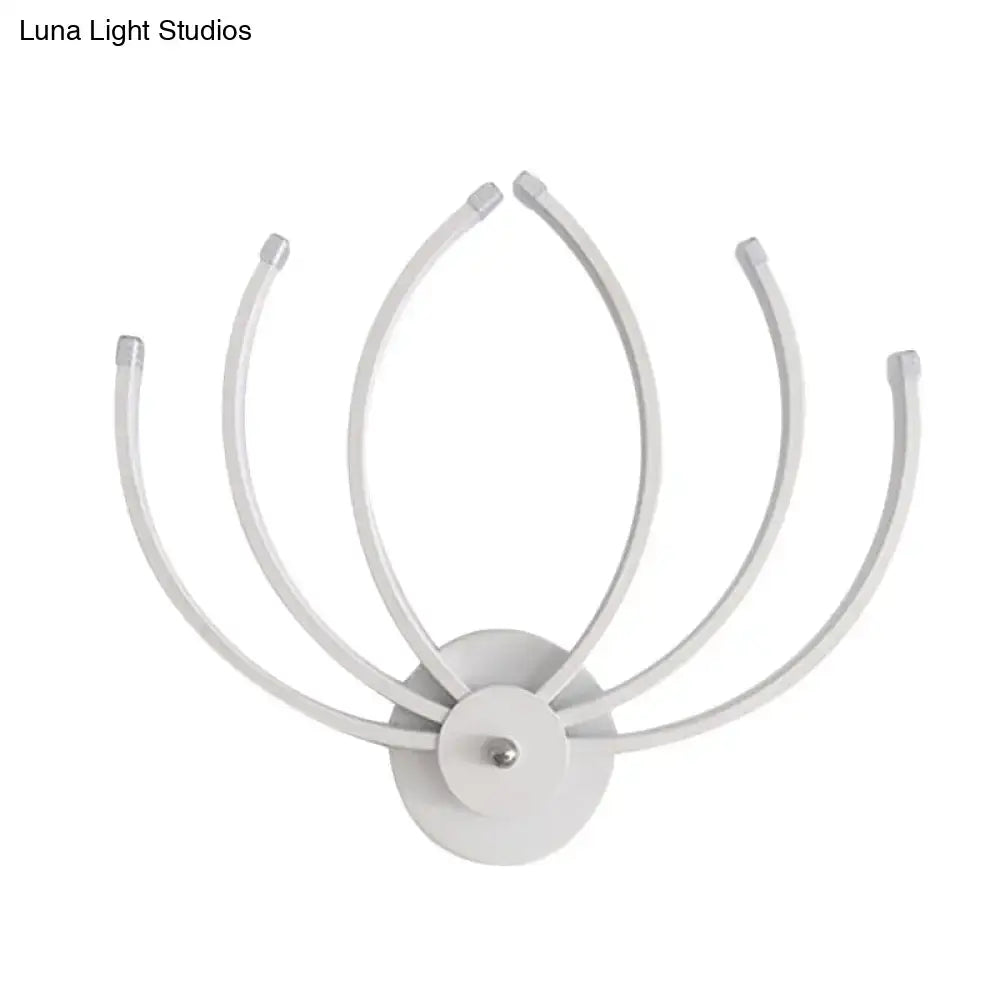 White Lotus Wall Sconce by Decorbites, white metal petals with six curved arms on Tampa Home & Garden Store