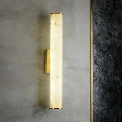 White Marble and Brass Wall Lamp for Living Room
